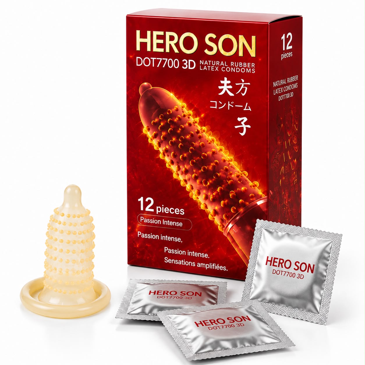 HEROSON| RIBBED CONDOMS 12 IN 1 PACK