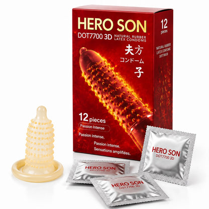 HEROSON| RIBBED CONDOMS 12 IN 1 PACK